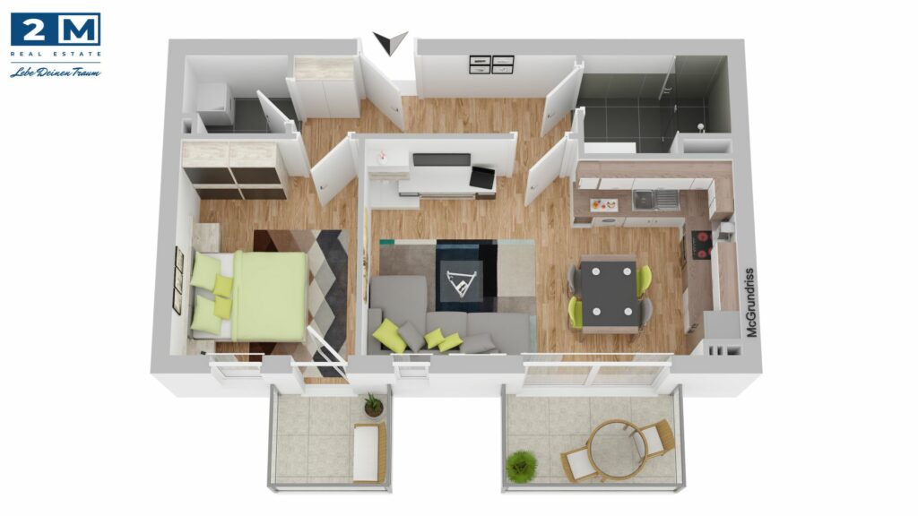 2 Zimmer Apartment Grundriss